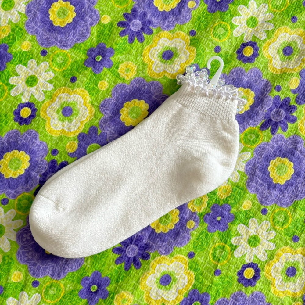 NEW vintage beaded ankle socks